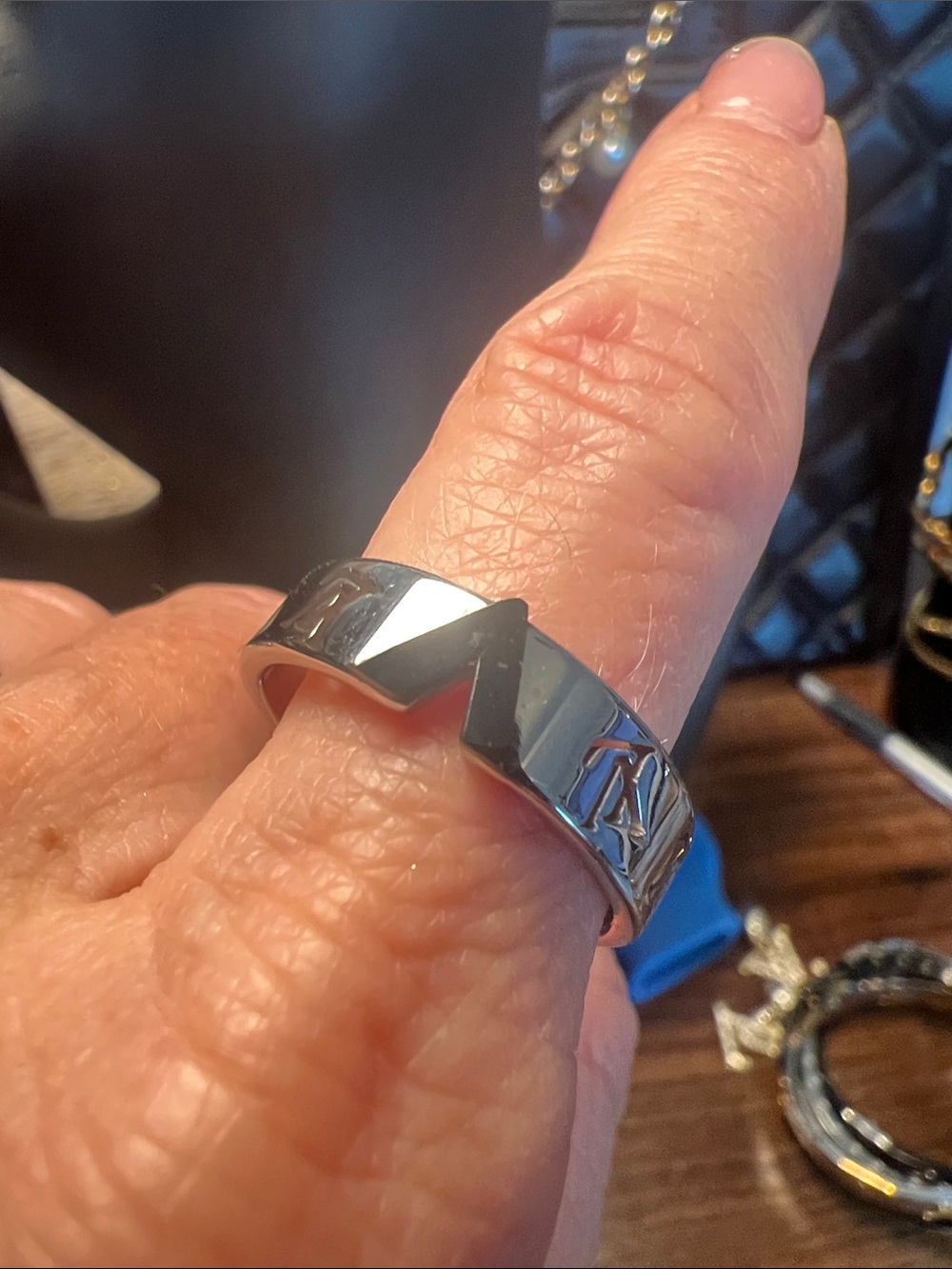 Black Stainless Steel Geometric Ring size 8